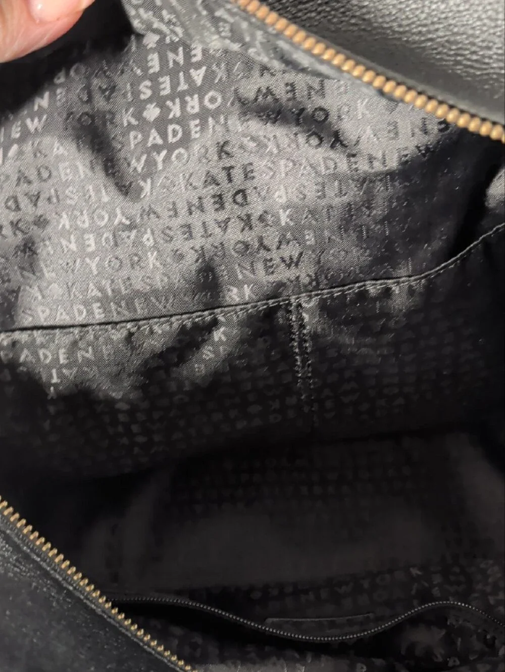 kate spade Black Pebbled Leather Satchel with Gold Hardware
